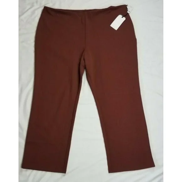 Leith Sz. 3X=22-24 (20W-22W) Brown Mocha High Waist Slim Side Zip Pants NWT - Picture 3 of 6
